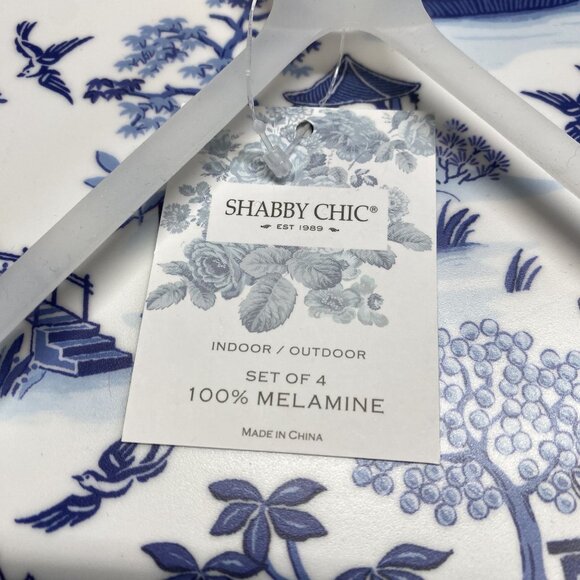 Shabby Chic Melamine Divided Plates Set Of 4 Blue & White China Pattern - Picture 2 of 4